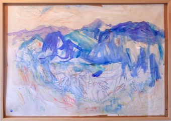 Paradise lost | Blick vom Dürrnbachhorn zum Weitsee |  Aquarell, Pigment, Farbstifte auf Papier | 53 x 80 cm | 2024