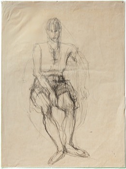 o. T. | sitzende Frau | Bleistift auf Papier | 60 x 42 cm | 1984
