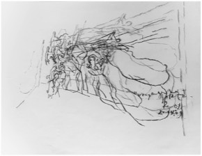 * o. T. | Traum-A | long time short | Kohle auf Papier | 40 x 60 cm | 2009