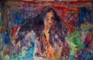 Bildnis G. | übermalter c-Print | 1. Zustand | ca. 80 x 120 cm | 2018