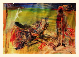o.T. | meeting Munch | Acryl auf Papier | 105x148 cm | 2014 