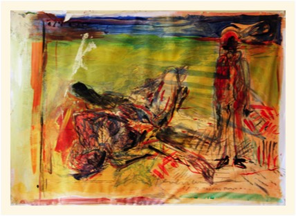 o.T. | meeting Munch | Acryl, Papier | 105x148 cm | 2014 