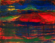 Landschaft mit Haus | Pigment Alcydharz Papier | 60 x 70 cm | 1999 
