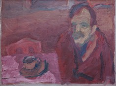 Selbst mit Kaffee-Tasse| Dispersion auf Papier| ca. 32 x 42 cm | 1980