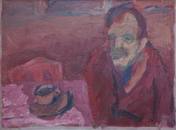 Selbst mit Kaffee-Tasse| Dispersion auf Papier| ca. 32 x 42 cm | 1980