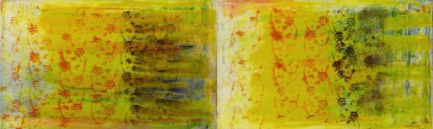 Walzenbild | horizontal | Pigment und Malerwalze auf Leinwand | 60 x 240 cm | 2002