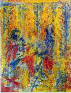 two in a room | Malerwalze und Pigment auf LW | 135 x 110 cm | 2002