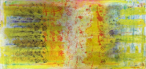 Walzenbild | horizontal | Pigment und Malerwalze auf Leinwand | 60 x 120 cm | 2002