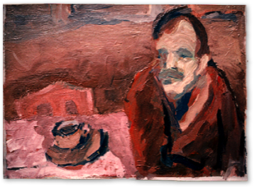 Mann mit Kaffeetasse | Acrylskizze auf Karton | ca. 40 x 60 cm | 1981