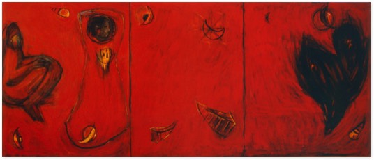 * red space | Öl auf Leinwand | Tryptichon | 150 x 420 cm | 1989