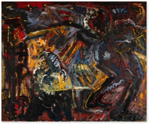 Kopflos durch die Wüste | Öl auf Leinwand | 110 x 160 cm | 1985