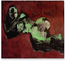 * Cindy auf braunem Sofa | Öl auf LW | 140 x 160 cm | 1987
