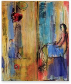 M. alleine zu Hause | Pigment auf LW | 160 x 130 cm | 2001