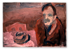 o. T. | Mann mit Kaffeetasse | Acrylskizze auf Karton | ca. 40 x 60 cm | 1981