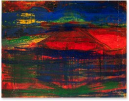 * Landschaft mit Haus | Pigment Alcydharz Papier | 60 x 70 cm | 1999 