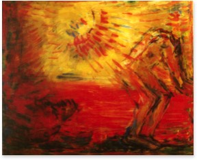 * Kopflos durch die Wüste | Acryl auf Leinwand | 115 x 145 cm | 2001